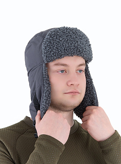 Камчатка шапка-ушанка GRAYLING, графит